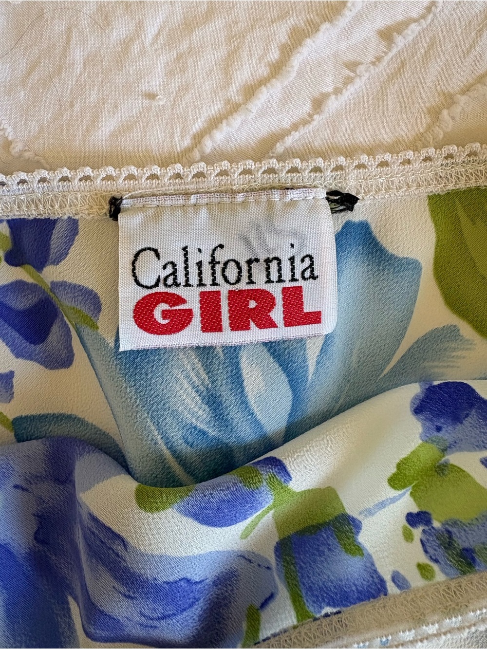 2/$40 * Vintage Floral Midi Skirt - Blue, Green & White - Picture 2 of 2